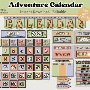 Classroom Calendar Display, Printable & Editable Calendar, Primary Ed ...