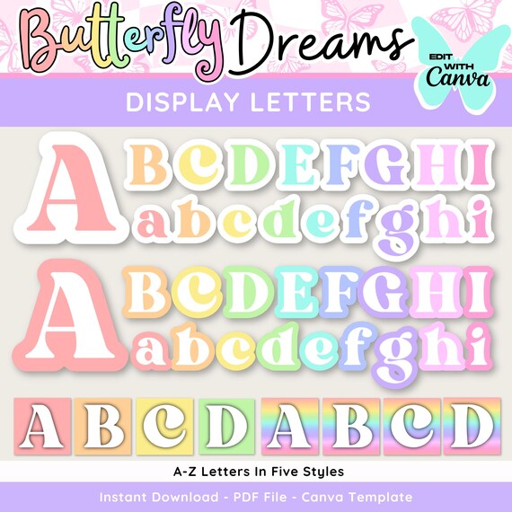 Butterflies Display Lettering Butterfly Lettering Instant Display