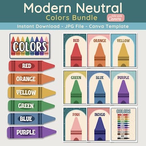 Klassenzimmer Farbposter, Buntstift Farbposter, Farben Bulletin Board Display, Canva Vorlage, Sofort Download