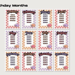 Retro Birthday Bundle, Editable Classroom Birthdays Display, Printable ...