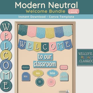 Classroom Welcome Display, Modern Printable & Editable Classroom Door Display, Back To School Decor, Classroom Decor