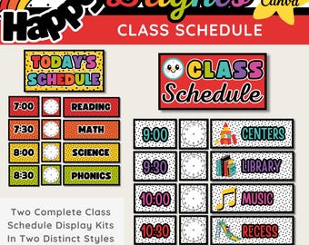 Rainbow Class Schedule Kit: Printable Classroom Decor (Canva Template)