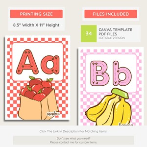 K&ouml;nnte beinhalten: Lehrreiches Druckmaterial mit den Buchstaben "A" und "B" mit Nachzeichnungsf&uuml;hrungen, begleitet von Illustrationen von &Auml;pfeln und Bananen. Die Druckgr&ouml;&szlig;e betr&auml;gt 21,6 cm x 27,9 cm. Enth&auml;lt Canva-Vorlage und PDF-Dateien.