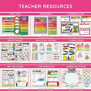 Rainbow Crayon Classroom Decor Bundle: Editable Teacher Templates ...