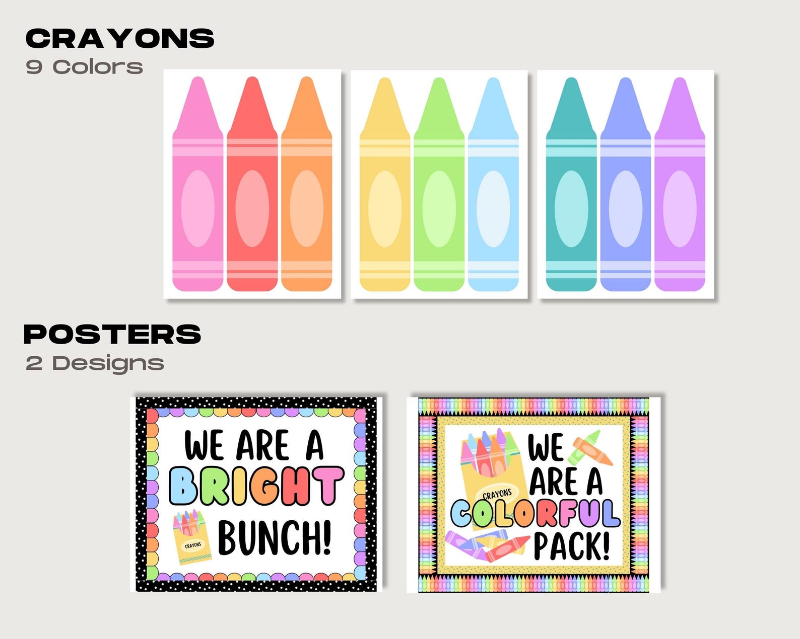Classroom Bulletin Board Kit Display, Printable Rainbow Crayon Welcome ...