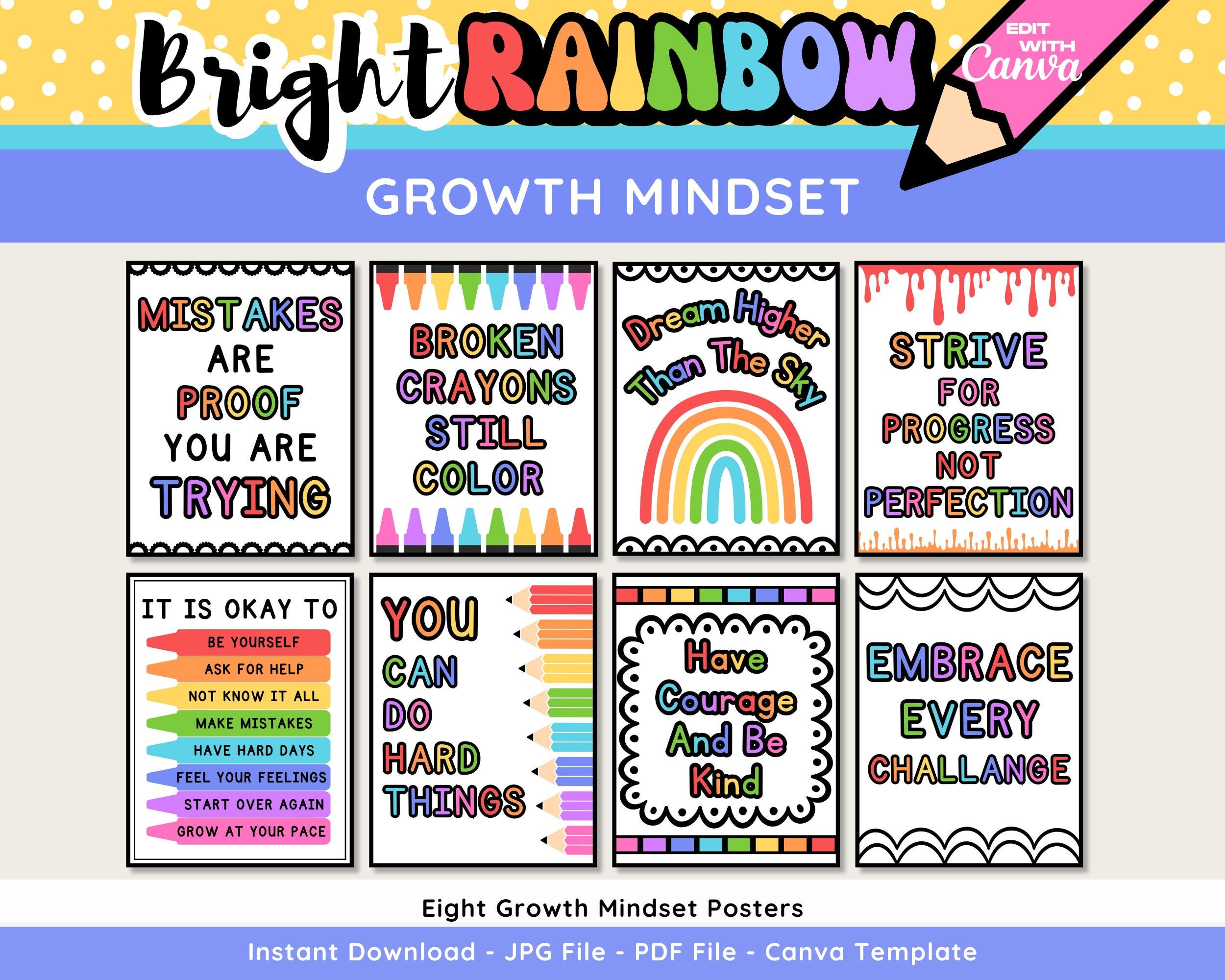 8 Affiches Motivantes Style Tableau Noir - 21,6 X 27,9 Cm, Messages Positifs Pour Classe, Bureau, Thérapie
