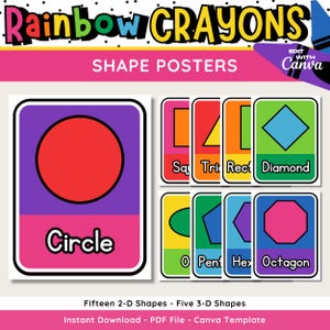Pôster em formato de arco-íris: impressões 2D e 3D para sala de aula, modelo editável do Canva (download digital)