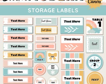 Modern Classroom Storage Labels: Neutral Pastel Decor (Canva Template)