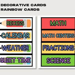 Bright Rainbow Class Schedule, Editable Classroom Schedule Display ...