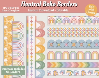 Boho Bulletin Board Borders: Rainbow Classroom Decor (Digital Download)