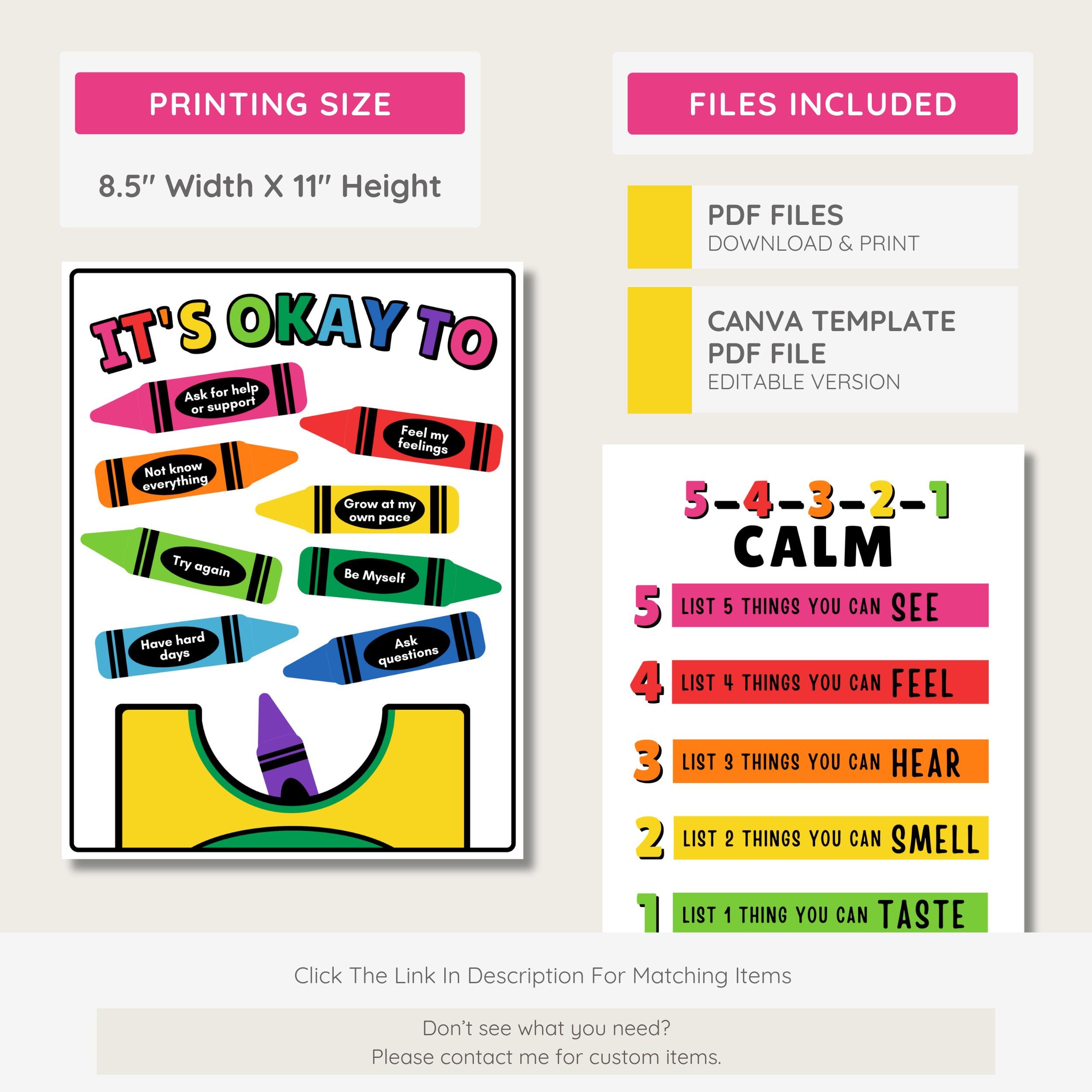 Rainbow Crayon Calming Corner Posters: Kids' Breathing Exercises ...