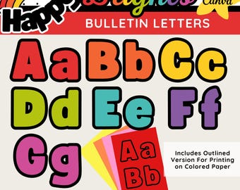 Rainbow Bulletin Board Letters: Editable Classroom Decor (PDF & Canva)