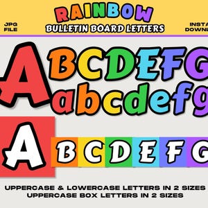 Rainbow Bulletin Board Letters, Editable & Printable Bulletin Board Letters, Rainbow Classroom Decor, Canva Template, Instant Download
