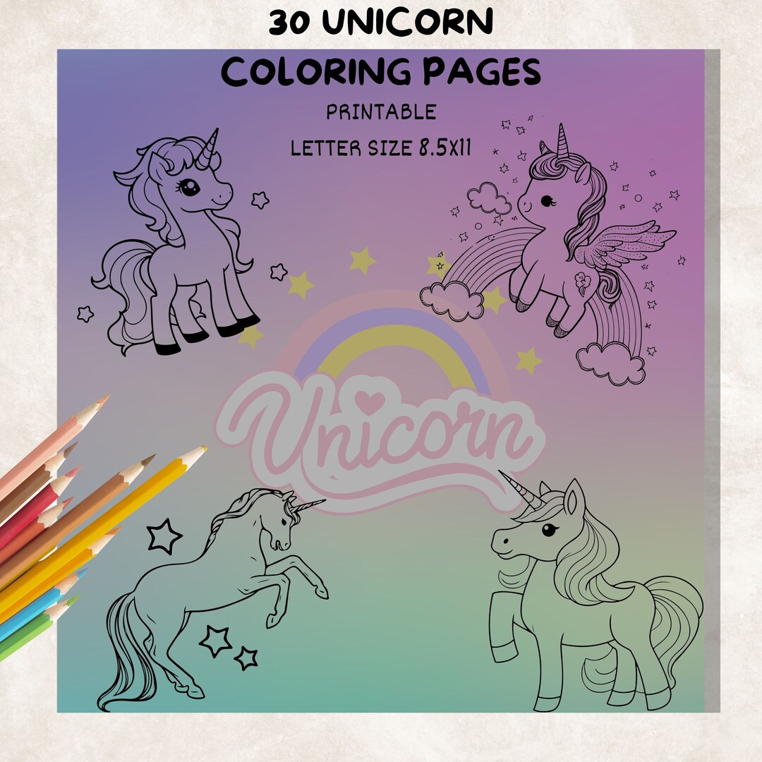 30 Unicorn Coloring Pages: for Kids, Relaxing and Fun Magical Unicorn