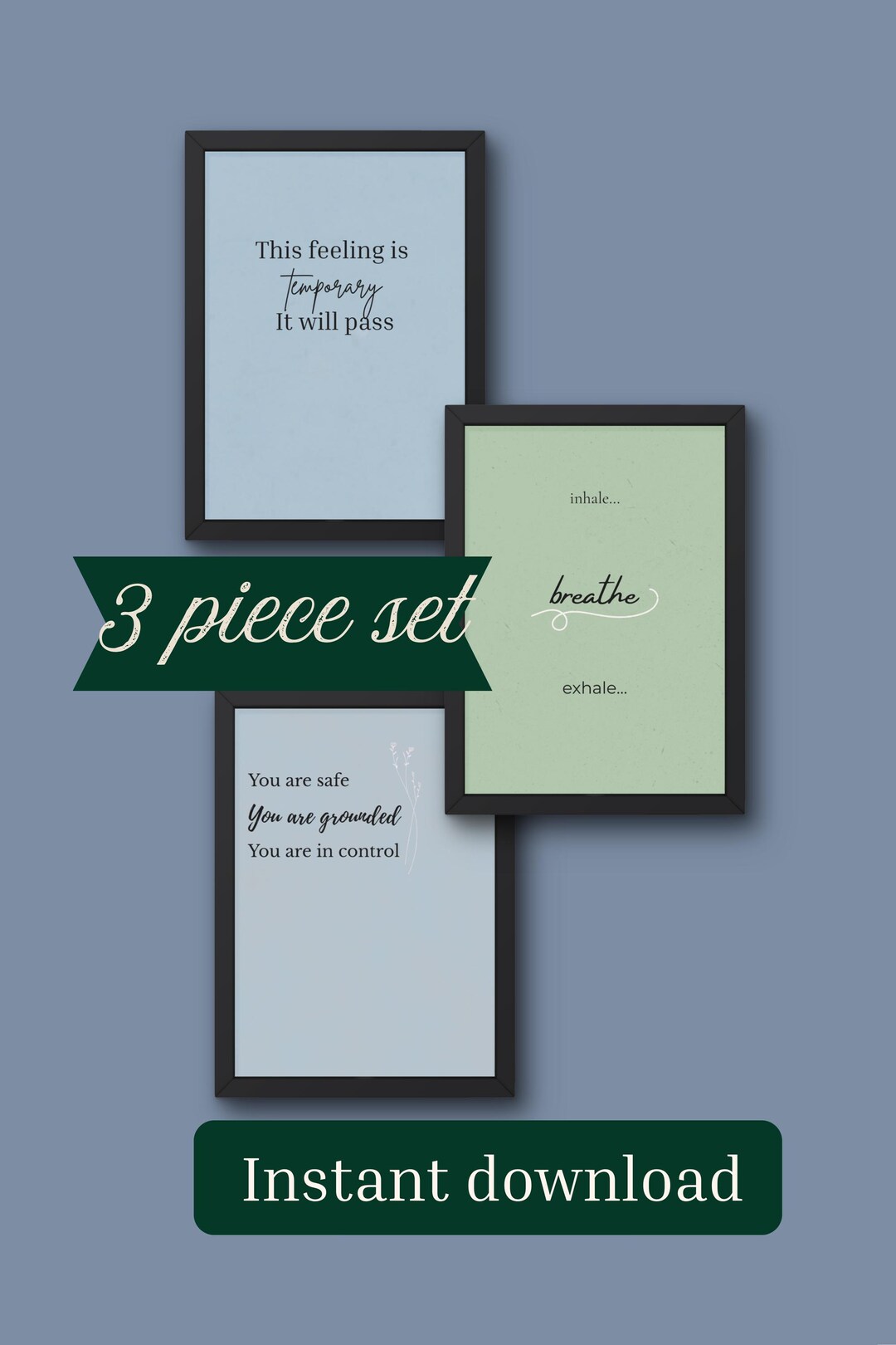 Anxiety Relief Printable Wall Art Set, Panic Attack Help, Mental Health ...