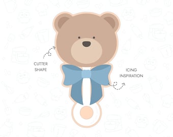 Bear Rattle Cookie Cutter STL File 3D Printable Baby Shower Cookie Cutter Gender Reveal Party Instant Digital Download