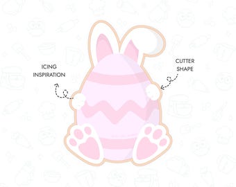 File STL per tagliabiscotti a forma di uovo di coniglio, tagliabiscotti pasquali stampabile in 3D, download digitale istantaneo