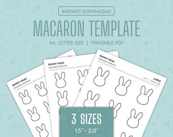 Bunny Macaron-sjablonen Afdrukbaar konijnenhoofd Macaron-sjablonen Bundel paashaas transfervellen konijnenkop sjabloonset paashaas pdf
