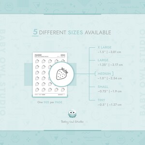 You will receive a PDF file that includes 5 different sizes (One size per page):
- Tiny ( ~0.5”  |  ~1.27 cm )
- Small ( ~0.75”  |  ~1.9 cm )
- Medium ( ~1.0”  |  ~2.54 cm )
- Large ( ~1.25”  |  ~3.17 cm )
- X Large ( ~1.5”  |  ~3.81 cm )