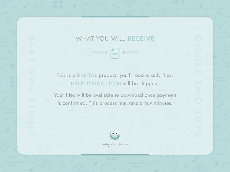 What you will receive: This is a digital product, you’ll receive only files. No physical item will be shipped. Your files will be available to download once payment is confirmed. This process may take a few minutes.