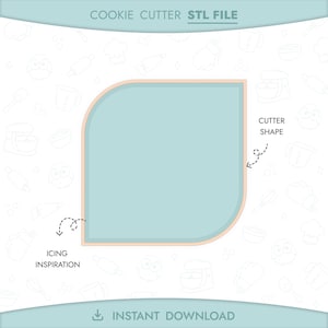 Half Rounded Square Cookie Cutter STL File 3D Printable Geometric Cookie Cutter Basic Shape Plaque Instant Digital Download