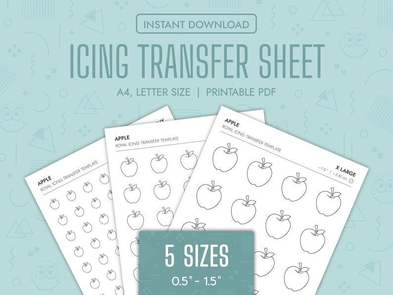 Apple Royal Icing Transfer Sheets Printable Apple Royal Icing Templates ...