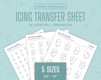 Luftballon Zahlen Royal Icing Transfer Sheets Printable Numbers Royal Icing Templates Luftballons Cookie Dekorieren Transfer Vorlage Zahlen PDF