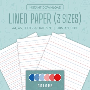 Pacchetto di carta per scrittura a mano Carta a righe stampabile Foglio di lavoro per esercitazioni di scrittura Pagine Carta per esercitazione di scrittura a righe Modelli di carta per esercitazione PDF