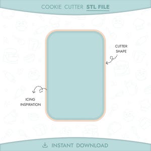 Rounded Rectangle Cookie Cutter STL File 3D Printable Geometric Cookie Cutter Basic Shape Plaque Instant Digital Download