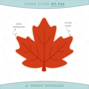 Ahornblatt-Ausstechform (STL-Datei, 3D-Druckvorlage für Thanksgiving-Kekse, Herbstblätter, Sofort-Download)