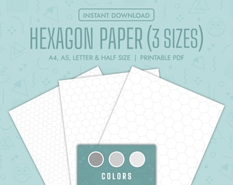 Hexagonal Grid Paper Bundle Printable Organic Chemistry Paper Templates Hexagonal Paper Notebook Templates Printable PDF A5 A4 Letter Half