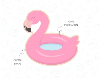 Cortador de galletas con forma de flamenco (archivo STL, imprimible en 3D) para fiestas en la piscina, vacaciones tropicales de verano en la playa (descarga digital instantánea).