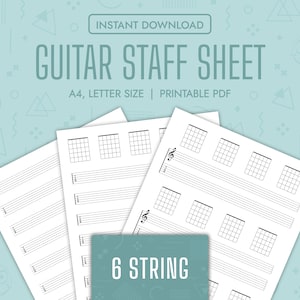 Gitarre Notenblatt 6 saitige Gitarre Notenblatt druckbare Gitarren Tabulatur Papier Gitarre Akkord Chart Vorlage Gitarre Tabulatur PDF Gitarre Notenblatt Gitarre Notenblatt