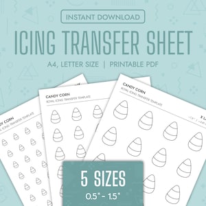 Candy Corn Royal Icing Transfer Sheets Printable Candy Royal Icing Templates Halloween Cookie Decorating Transfer Sheet Thanksgiving Set PDF