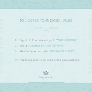 To access your digital files:
1.  Sign in to Etsy.com and go to Your account.
2.  Go to Purchases and reviews.
3.  Next to the order, select Download Files.
OR  You’ll also receive an email with a download link.