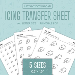 Oak Leaf Royal Icing Transfer Sheets Printable Oak Leaves Royal Icing Templates Autumn Cookie Decorating Fall Leaf Transfer Sheets PDF