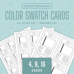 Farbmusterkarten Leere Farbkarten Aquarellmuster Swatch Templates Seite Farbmusterkarten-Set Leere Farbmusterkarten Vorlagen PDF