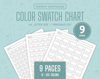Color Swatch Chart Blank Color Chart Printable Color Swatch Template Page Color Swatch Chart Set Blank Colour Swatch Chart Sheet Template