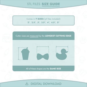 This set includes 7 STL files (ready to 3D print) in different sizes:
✔ 2" STL File
✔ 2.5" STL File
✔ 3" STL File
✔ 3.5" STL File
✔ 4" STL File
✔ 4.5" STL File
✔ 5" STL File
SIZES are measured by the longest cutting edge.