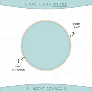 File STL per tagliabiscotti circolari, tagliabiscotti rotondi stampabili in 3D, forma base, targa, download digitale istantaneo