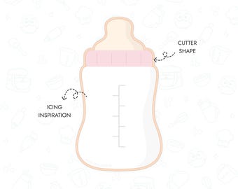 Cortador de galletas de biberón, archivo STL, cortador de galletas para baby shower, imprimible en 3D, para fiesta de revelación de género, descarga digital instantánea.