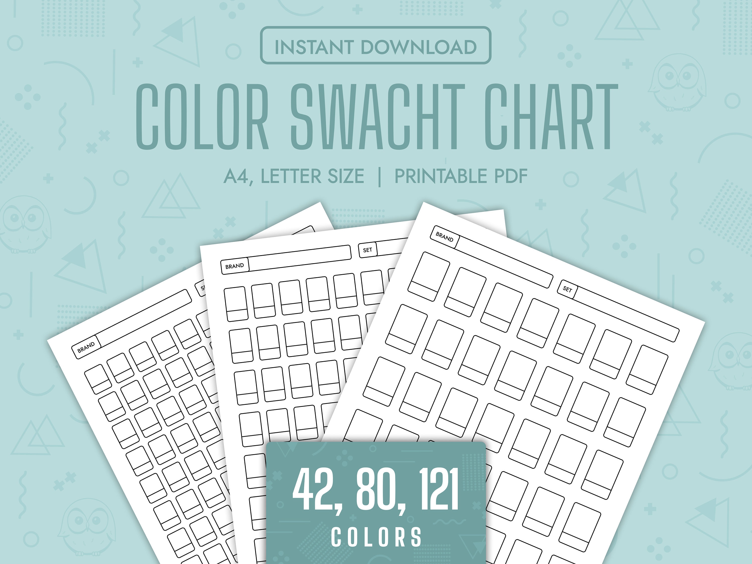 Digital PDF Caliart 121 Colors Artist Alcohol Markers Swatch