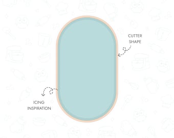 Cortador de galletas ovalado alargado, archivo STL, cortador de galletas geométrico imprimible en 3D, placa de forma básica, descarga digital instantánea.