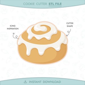Cinnamon Roll Cookie Cutter STL File 3D Printable Pastry Cookie Cutter Instant Digital Download