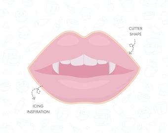 Vampire Teeth Cookie Cutter STL File 3D Printable Halloween Cookie Cutter Spooky Vampire Fangs Mouth Lips Instant Digital Download
