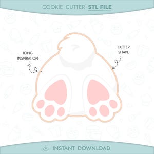 Bunny Butt Cookie Cutter STL File 3D Printable Easter Cookie Cutter Rabbit Bottom Tail Instant Digital Download
