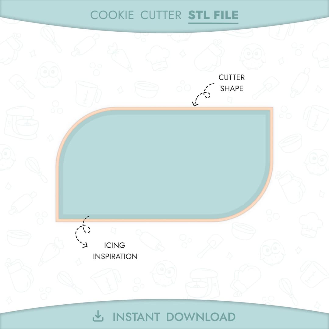 Half Rounded Square Shape Half Rounded Rectangle Cookie Cutter STL File 3D Printable Geometric ...