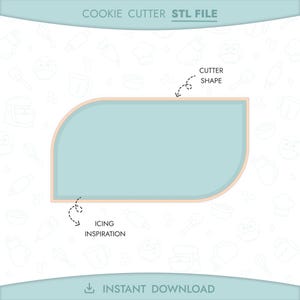 Half Rounded Rectangle Cookie Cutter STL File 3D Printable Geometric Cookie Cutter Basic Shape Plaque Instant Digital Download