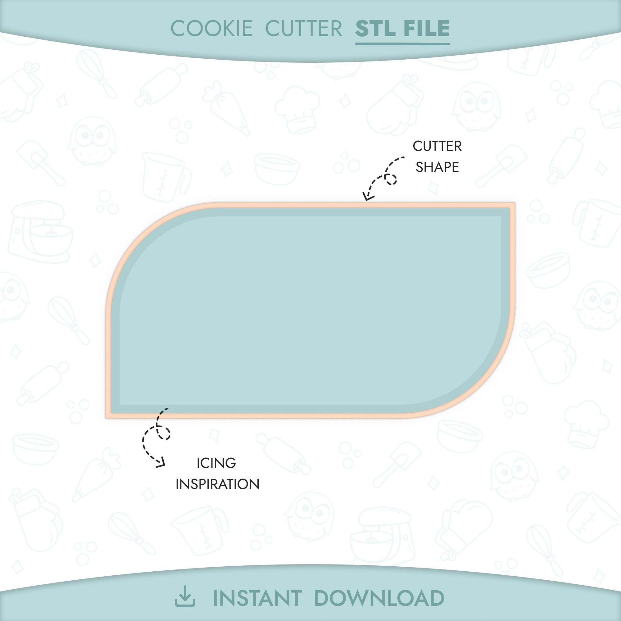 Half Rounded Half Rounded Rectangle Cookie Cutter STL File 3D Printable Geometric ...