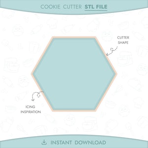 Cortador de galletas hexagonal, archivo STL, cortador de galletas geométrico imprimible en 3D, placa con forma básica de panal, descarga digital instantánea
